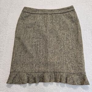 Club Monaco Brown Tweed Pencil Skirt Wool Silk Blend Sz 8 Dark Academia